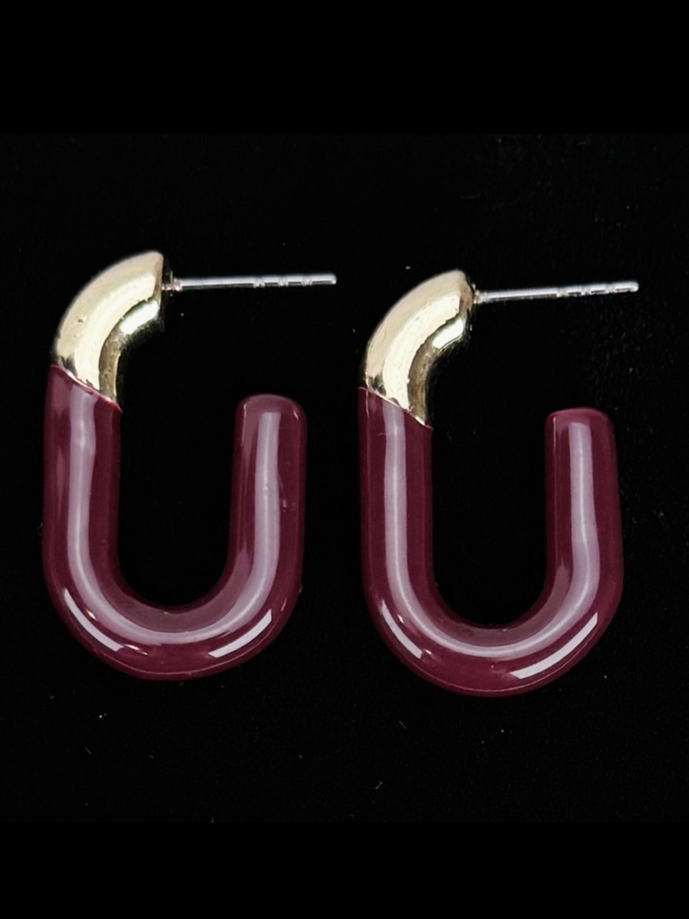 Beautiful, goldtone, dark brownish color costume pierced earrings